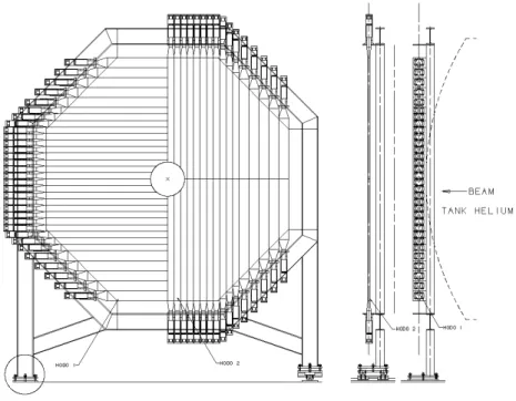 Fig. 2.9 { L'hodoscope charge, compose d'un plan vertical et d'un plan horizontal de 64 lattes scintillantes disposees en quadrant.