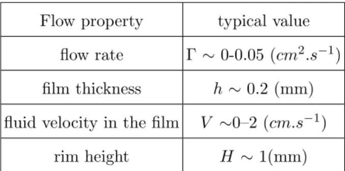 TABLE II: Typical scales of the flow in our experiments