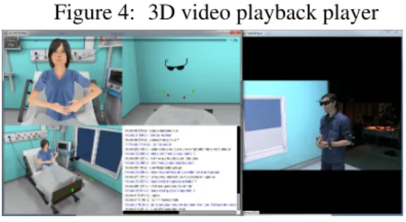 Figure 3: A user interacting with the virtual pa- pa-tient in the CAVE (left) and through the Oculus Rift (right)