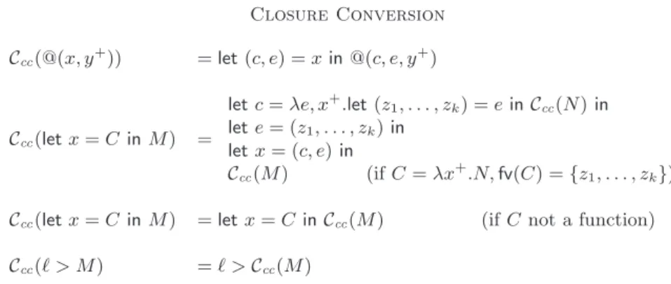 Table 6: Closure conversion on value named CPS terms