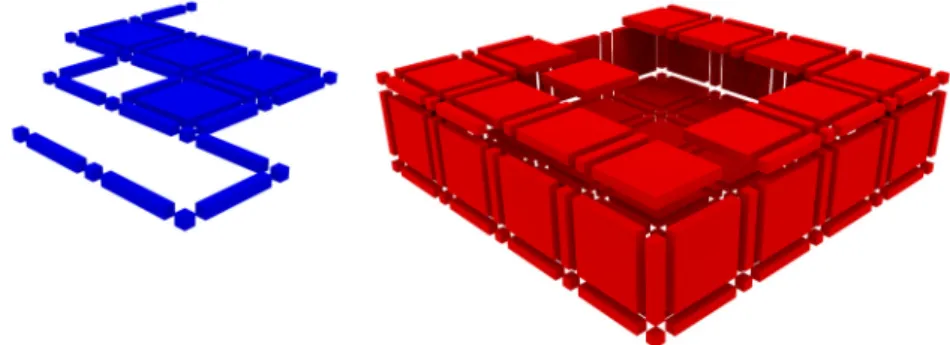 Fig. 2. A two-dimensional cubical complex K and its complementary S 2 \ K