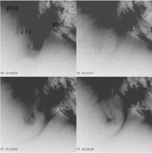 Figure 15. SOHO/EIT Fe IX / X original images taken on 6 April 1998 at 02:06 UT, 15:02 UT, and on 7 April 1998 at 07:13 UT and 13:16 UT (negative LUT).