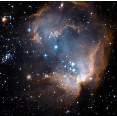 Figure 1.12: The NGC 60 star cluster and the N 90 star-forming cloud. This picture is a composite image of many different exposures taken with the Advanced Camera for Surveys on the Hubble Space Telescope using several filters