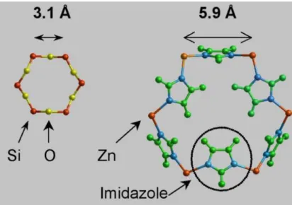 Figure 1 : La structure de la ZIF et de la zéolite ayant servi de modèle 