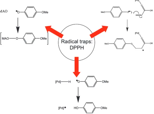 Figure 49. Summary of radical trap side reactions with late transition metal complexes  and MAO 
