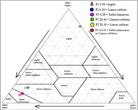 Figure 6 : Diagramme textural des sols à Coubanao 