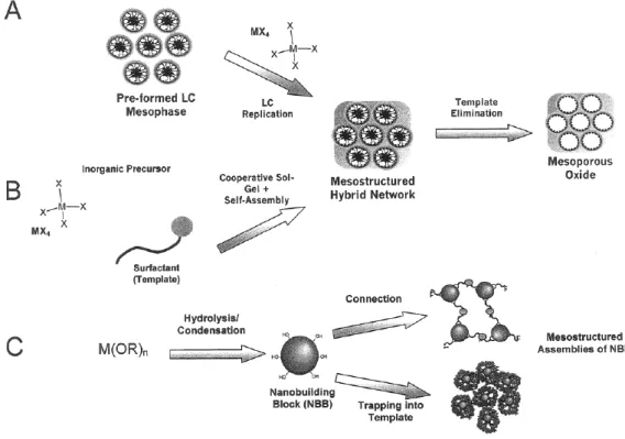 Figure 5. Main synthetic routes for the preparation of mesostructured materials. 60