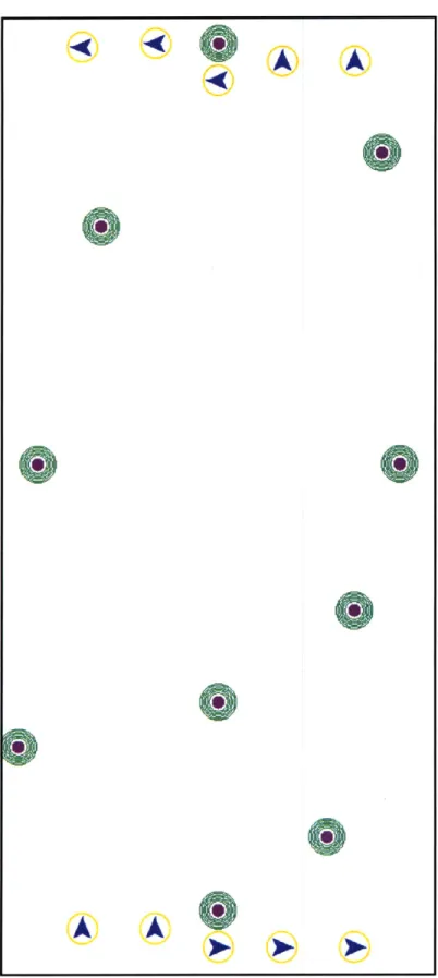 Figure  4-1:  Open  map  with  ten  initial ten  goal  locations  (bullseye  shapes)