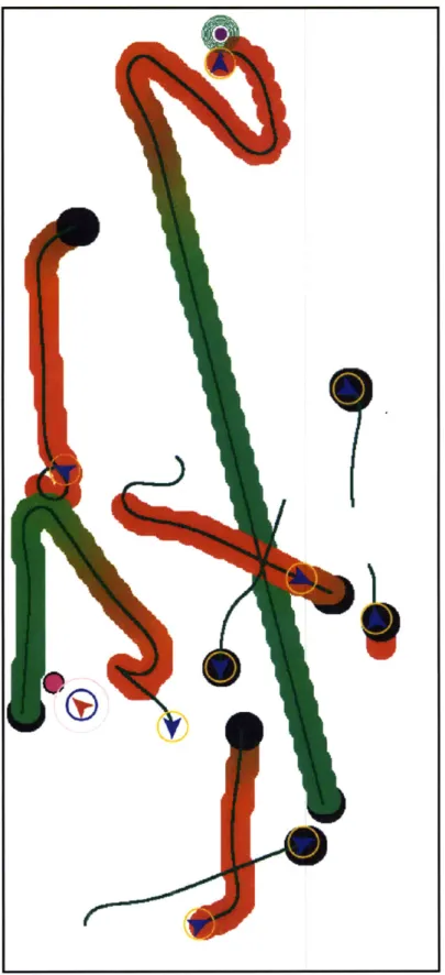 Figure  4-2:  State  of  the  world  as  seen  by time-parameterized  obstacles  displayed