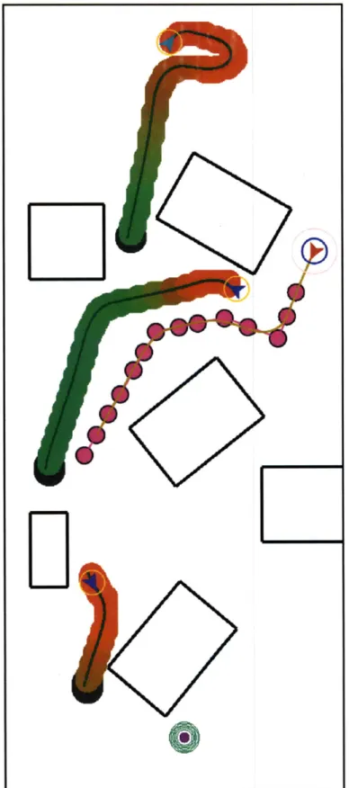 Figure  4-6:  State  of the  world  as  seen  by  agent  1 in the  Four  Agents  with  Obstacles scenario