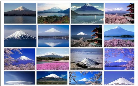 Figure 1 – Les seize premières images du Mont Fuji