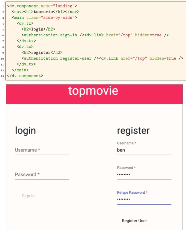 Figure 4-7: The code for the landing page of TopMovie
