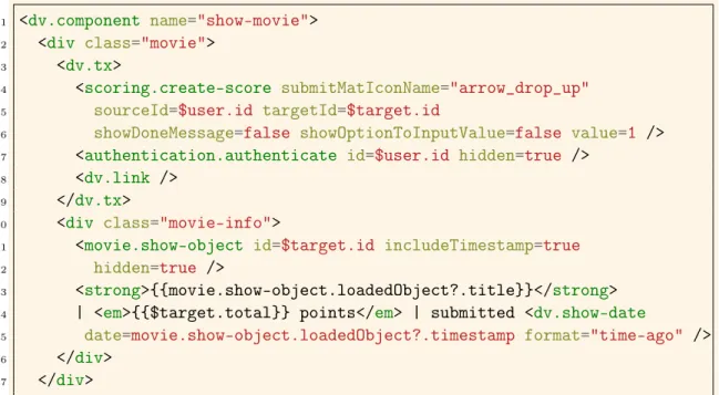 Figure 4-9: The code for the show movie component of TopMovie