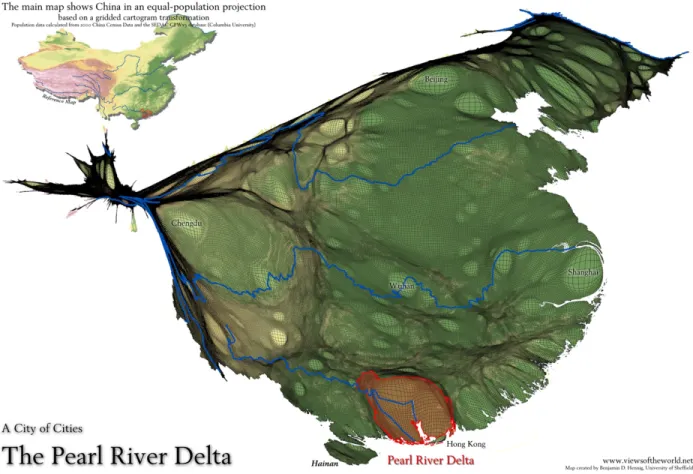 Figure 2. Population Distribution in China. It shows the concentration around the Pearl River  Delta