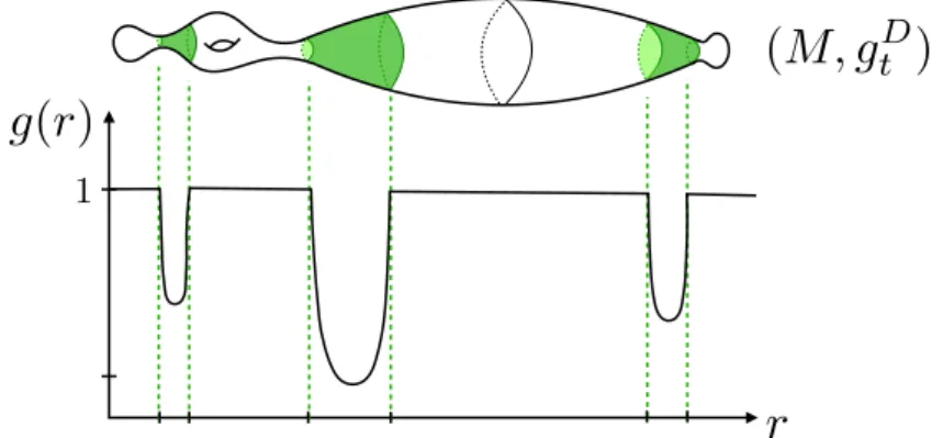 Figure 4.2 – Norme à poids sur un arbre de singularités.