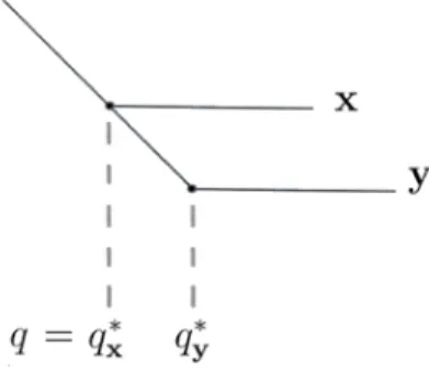 Figure 1.2 – trajectoires des points duaux x et y