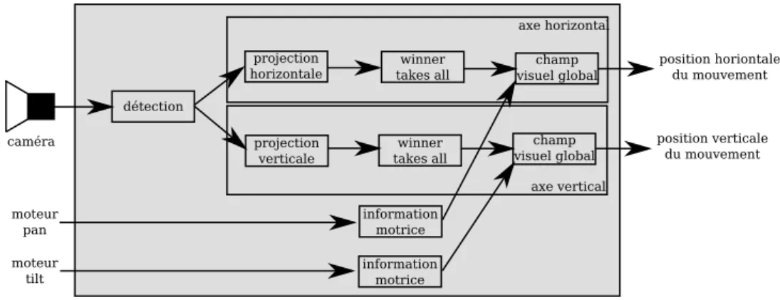 Fig. 2.13: Mod`ele de la d´etection de la position visuelle de l’extr´emit´e de la patte du robot.