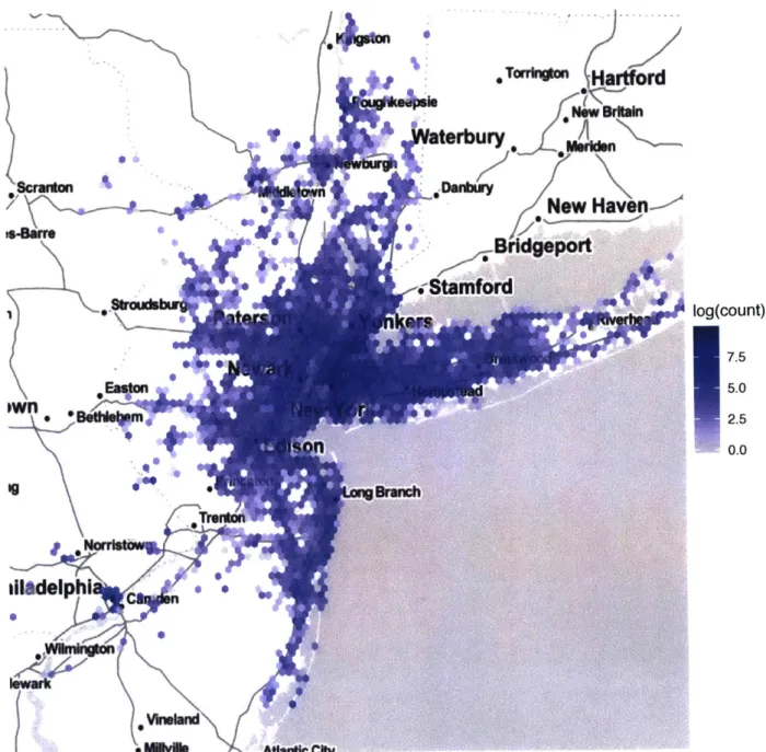 Figure  3-4:  Points  of  Interests  (POIs)  density  distribution  in  New  York  area