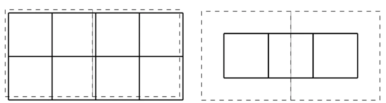 Fig. 2.28 : A gauche une subdivision de type primal, ` ` a droite de type dual.