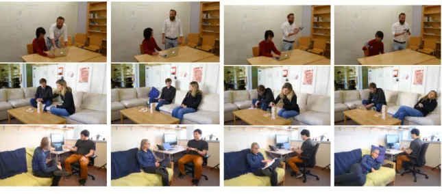 Figure 3-2: Test Social Interaction Dataset Images Each image for three of thirteen scenes is shown