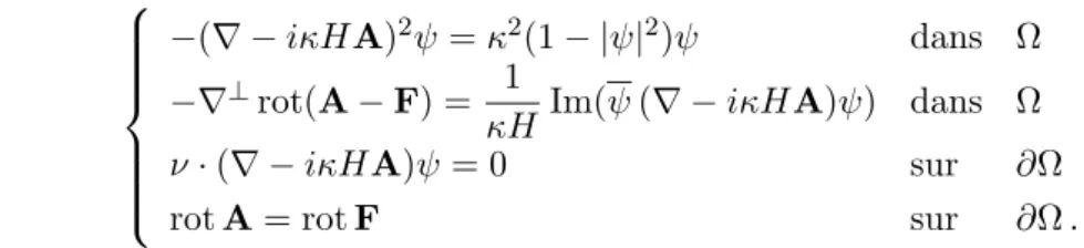 Figure 1.3 – Repr´ esentation sch´ ematique d’un supraconducteur avec tourbillons (vortex).