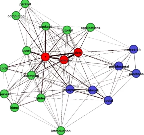 Figure 2.3 – Twitter network of terms visualization with Gephi.