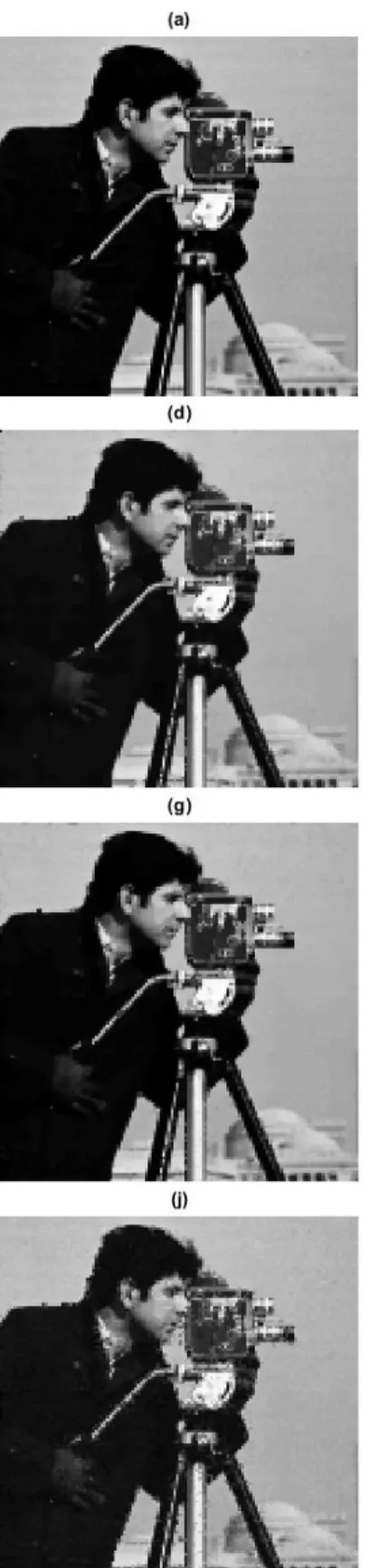 Figure 7.4: (a): Original image. (b,c) Observed masked and blurry images. (d, e, f): EWA-ℓ 1