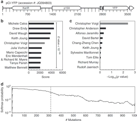 Fig. 3 Statistical analysis of neural network and BLAST results. a Plasmid map for pCI-YFP with labeled major genetic features shown