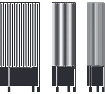 Figure 1-6: Layout of a 5 / 2 / 1 mm three-wavelength dielectric sensor.
