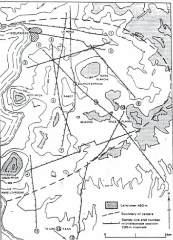 Figure 4:  Map of survey lines (from Greenwood and Lee, 1976)