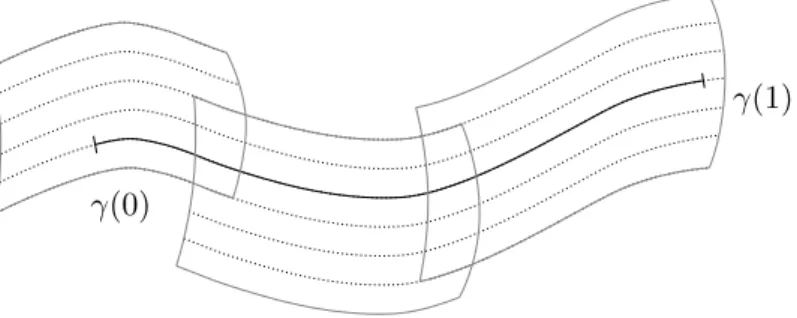 Figure 3.5. : Un feuilletage régulier est une partition localement triviale en sous-variétés de même dimension