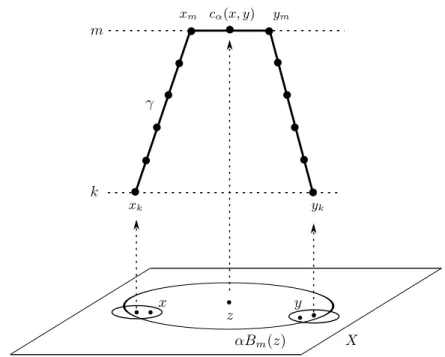 Figure 3.4. La courbe γ de G ρ est minimisante pour la distance d ε