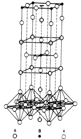 Fig.  2.1.1  Unit  cell  of  La 2 CuO 4  structure  A:  La  atom,  B:  Cu  atom,  and  C: