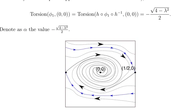 Figure 1.7 – The dynamical system of the dissipative pendulum of Example 1.5.2.