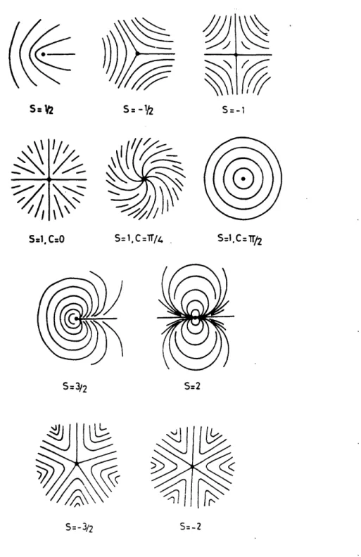 Figure 1.8: Plots of the director field distribution  for various  values of s and  c