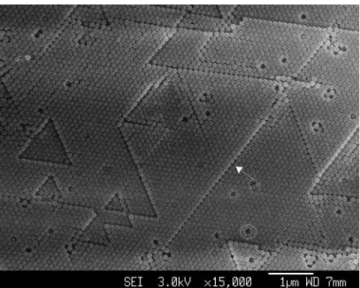Fig. 6  The stacking in the colloidal crystal is checked by looking  through the vacancies at different layers