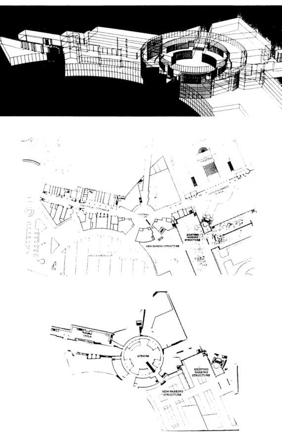 Figure  2.14  (top)  Computer-generated  model  highlighting  the  Central  Court.