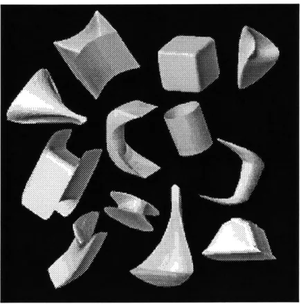 Figure 2-2:  A  sampling  of shapes produced by  elastically deforming  an initial  spherical  shape using  its  30  lowest-frequency  deformation  modes
