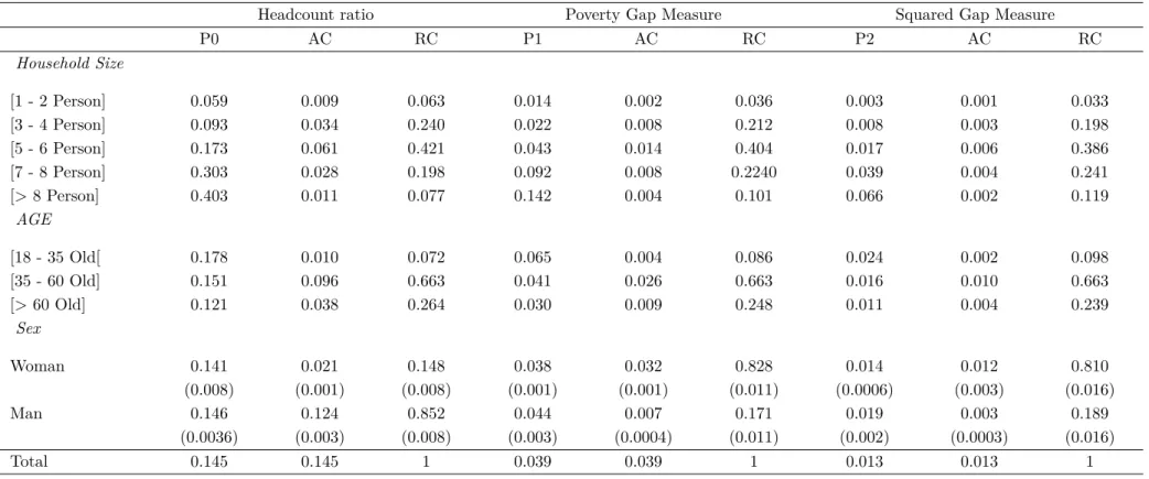 Table 2.5 – Poverty Measurement according to some characteristics of household - Tunisia 2010