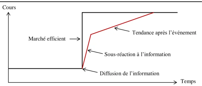 Figure 4 : Sous-réaction à l’information et tendance après l’événement 