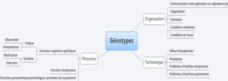 Figure 42 : Les catégories de génotype, extrait simplifié de (El-Kechaï, 2007)  1.6.2.3 Exemple de classification d’erreurs dans le jeu vidéo 