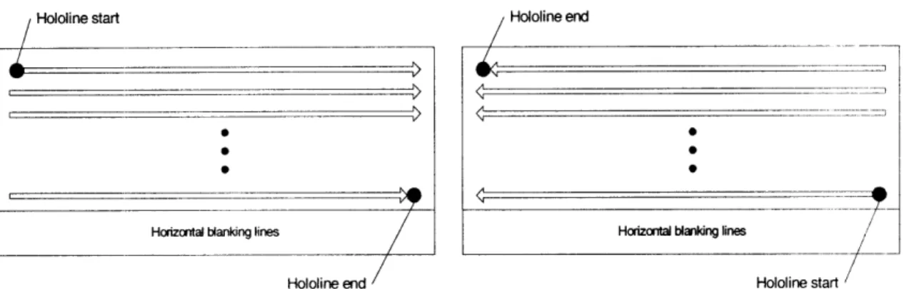 Figure 14:  The format of each  hololine  in the framebuffer.  The first image  is the format for a normal direction hololine