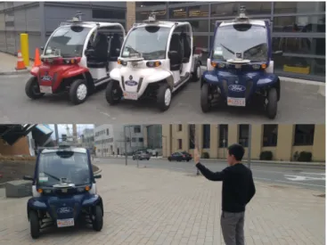 Fig. 1: A fleet of three electric shuttles operates on MIT campus.