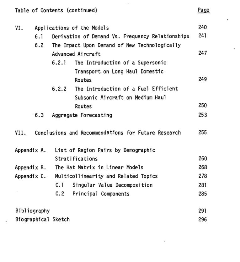 Table of  Contents  (continued) VI.  Applications  of  the  Models
