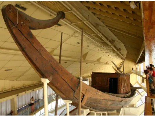 Figure I.1 – La barque funéraire de Kheops découverte en 1954 au pied de la pyramide de Kheops