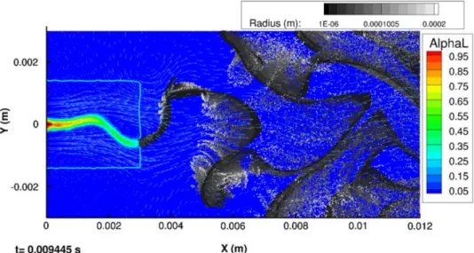 Figure 4.23 : DNS of the primary breakup of a liquid sheet, from [382]