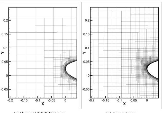 Figure 3.5 – The similarity between an original HEXPRESS-generated mesh and a reﬁned mesh after adaptation