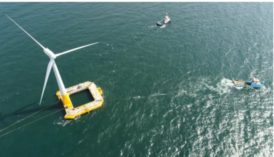 Figure 1.4  Installation of the Floatgen wind turbine c  Centrale Nantes/ABOVE ALL.