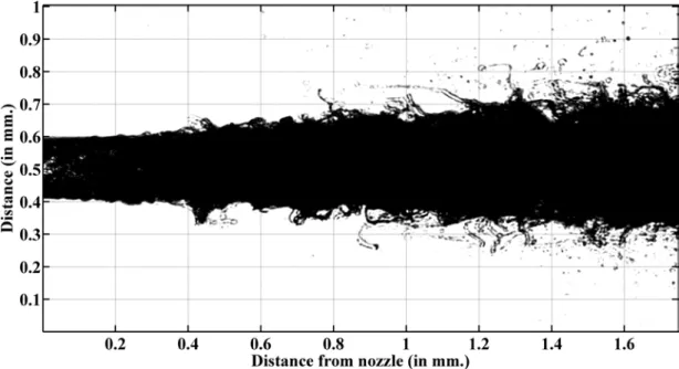 Figure 2.20: Trans-illuminated image of a fuel spray recorded using a sCMOS camera with an ultrafast illumination