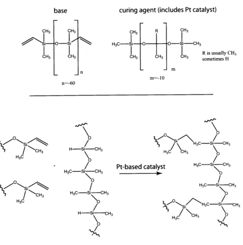 Figure  4-9:  Curing  mechanism  of PDMS  and  resulting  cross-linked  elastomer.  [7]